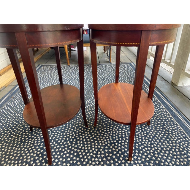 Mersman 1940s Mersman Mid Century Mahogany Inlaid Wood Side Tables - Set of 2 For Sale - Image 4 of 12