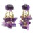 Oversized Dangle Purple Pebble Lucite Pierced Pair of Earrings For Sale