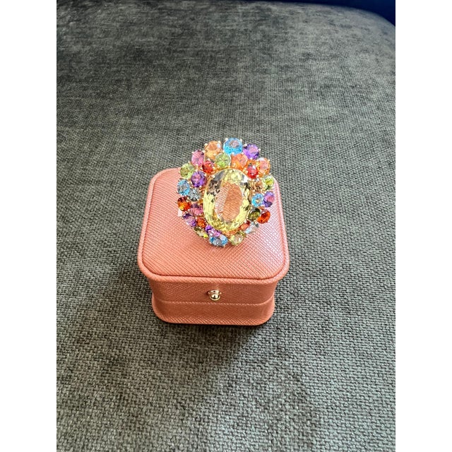 Baroque Bochic "Orient" Vintage Amethyst, Lemon Quartz & Citrine Ring Set In 18K Gold & Silver For Sale - Image 3 of 18