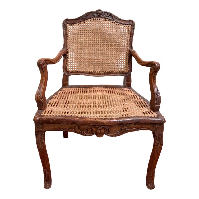 Louis XV Office Chair in Carved Walnut For Sale