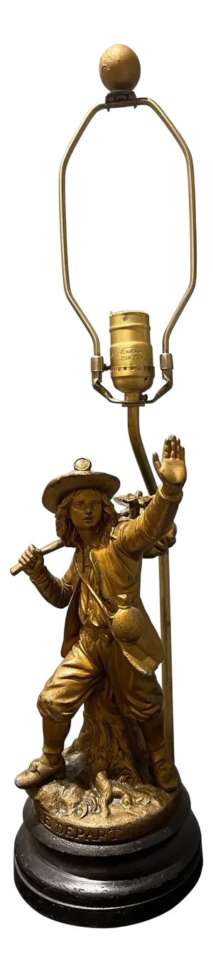 French Gold Metal Figure of A Man Departing "Le Depart" on Base, 19th Century