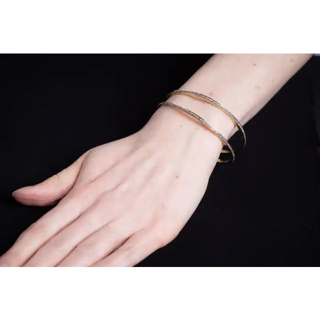 Contemporary 1990s Diamond Vermeil Bangle Bracelet For Sale - Image 3 of 4