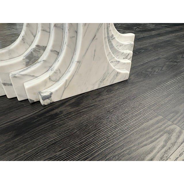 Stone Rh Restoration Hardware Strada Bistro & Entry Table | Italian Arabescato Marble For Sale - Image 7 of 18
