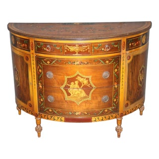 1930's Adams Style Paint Decorated Demilune Commode For Sale