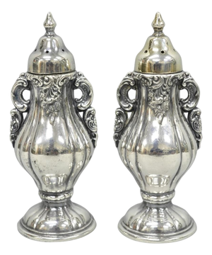 Vintage Wallace Baroque Ornate Silver Plated Salt & Pepper Shakers - A Pair