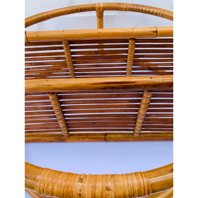 20th Century Boho Chic Round Bamboo Wall Shelf Tiki Rattan Circular
