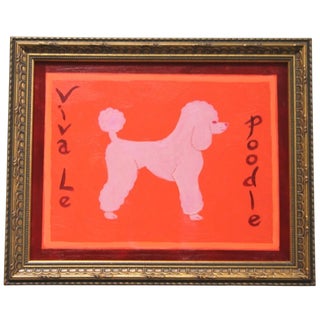 Dog Poodle Minimalism Abstract Pink Orange Burgundy Original Oil Painting by Cleo Plowden For Sale
