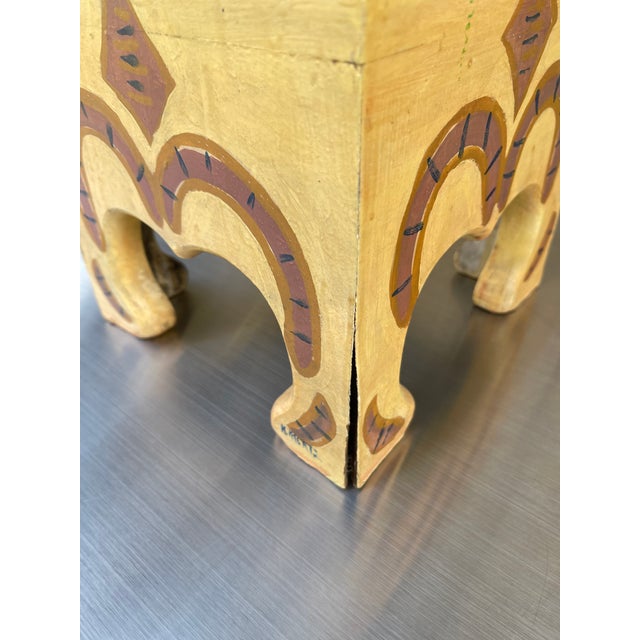 1960s New Mexico Folk Art Wood Handpainted Pedestal For Sale - Image 5 of 5