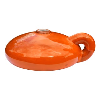 Large Free-Form Ceramic with Orange Glaze by Jean Chatoney For Sale