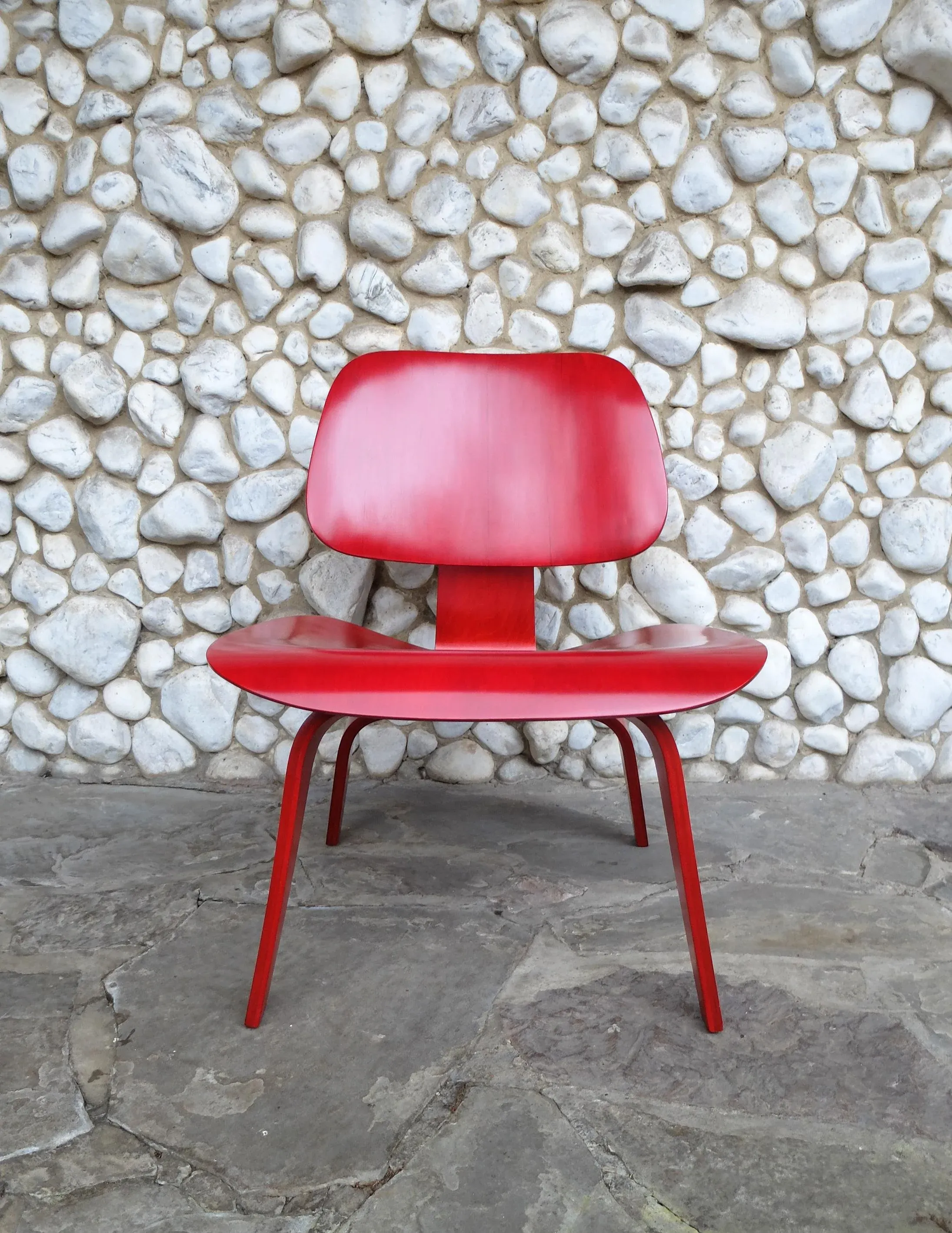 Stained Red LCW Lounge Chair by Charles & Ray Eames for Herman