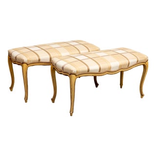 Mid 20th Century French Style Painted Benches - A Pair For Sale