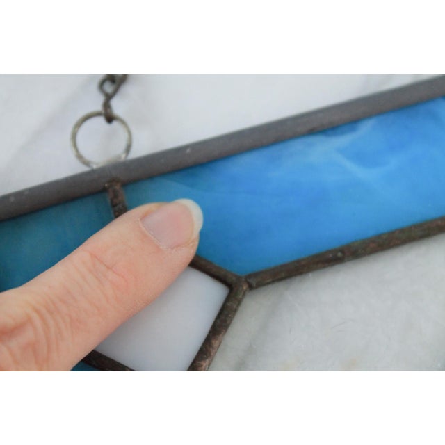 Vintage Stained Glass Window Hanging W/ Wheat Motif For Sale - Image 10 of 10