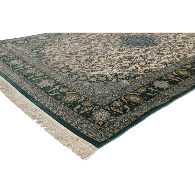 77246 Vintage Turkish Silk Hereke Rug, 06'07 x 09'08. With it's timeless elegance and regal charm, this hand knotted silk...