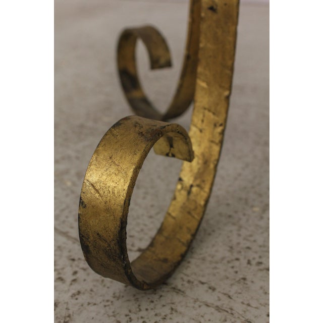 Italian Gold Finish Iron Base Round Glass Top Lamp Table For Sale - Image 11 of 13