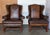 Pair of English Georgian Style Wingback Armchairs - Distressed Brown Leather For Sale - Image 9 of 17