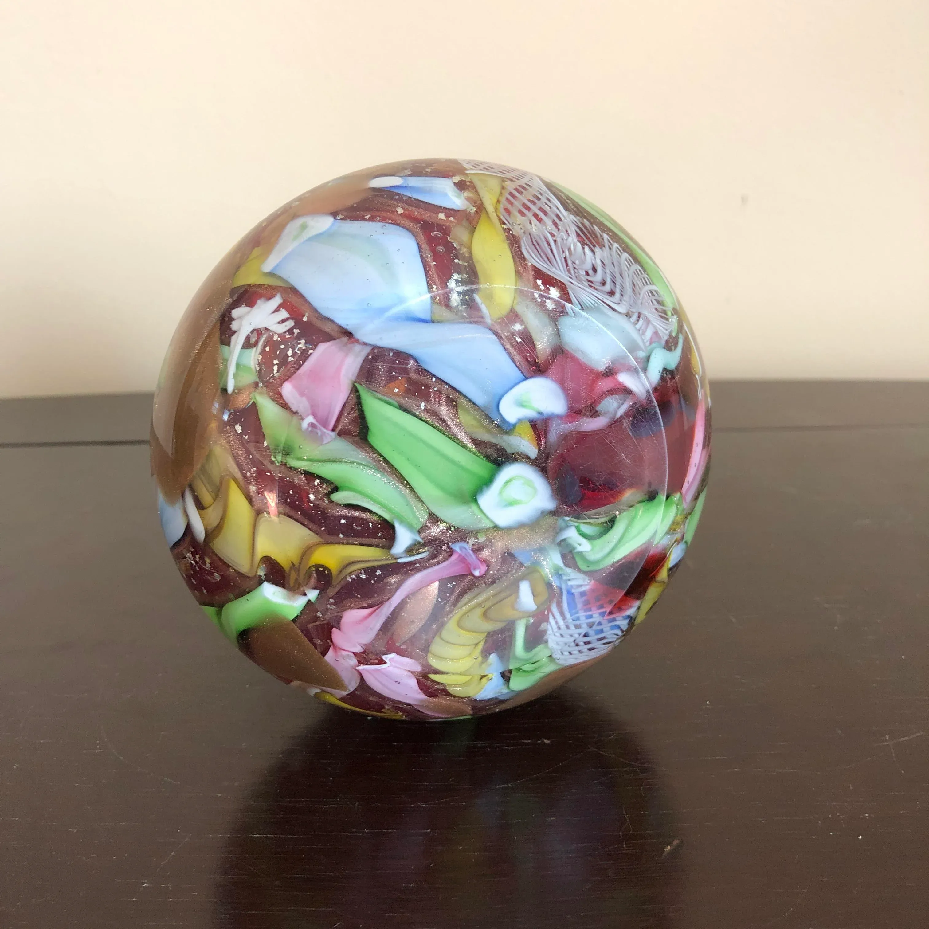 Ancien Vase Tutti Frutti Murano En Verre - état D'exception