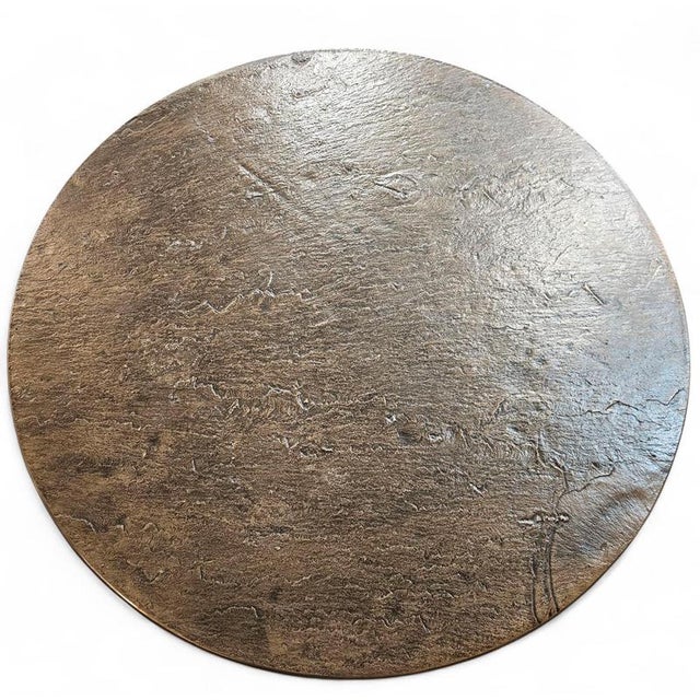 Round Brutalist Coffee Table with Brass Copper Top, 1960s For Sale - Image 5 of 18
