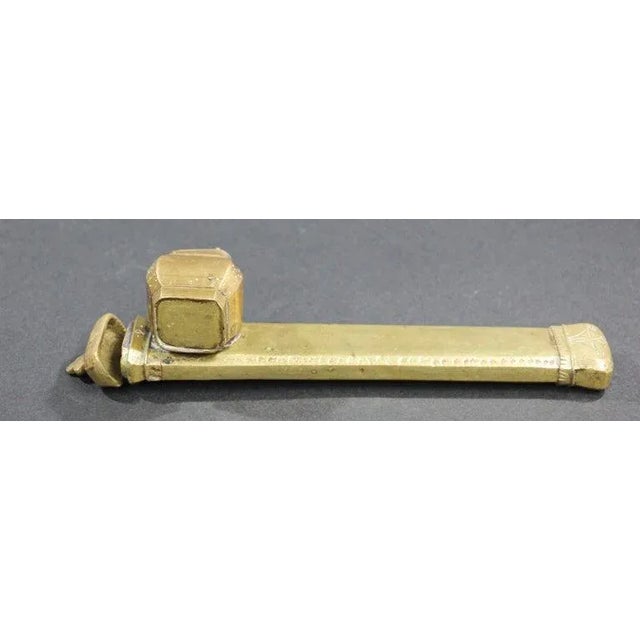 Early 19th Century Middle Eastern Brass Inkwell Qalamdan For Sale - Image 9 of 12