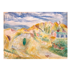 Jennings TofelExpressionist Watercolor Landscape Painting Jewish Modernist