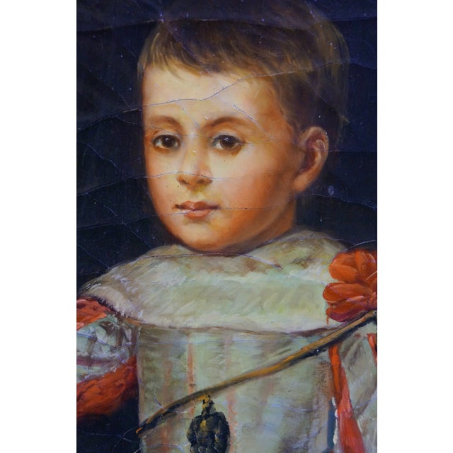 Late 20th Century Prince Philip Prospero Portrait Oil Painting on Linen After Diego Velazquez 32" For Sale - Image 4 of 11