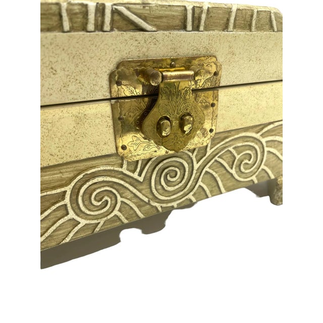 Animal Skin Vintage Artmax Goat Skin Lacquered Jewelry Box For Sale - Image 7 of 12