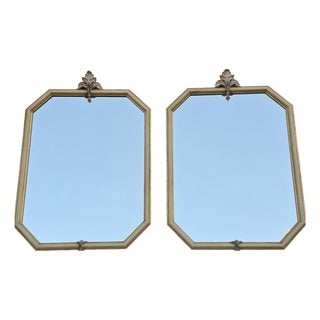 Venetian Louis XVI Baroque Style Octagonal Lacquered Mirrors, 1940, Set of 2 For Sale