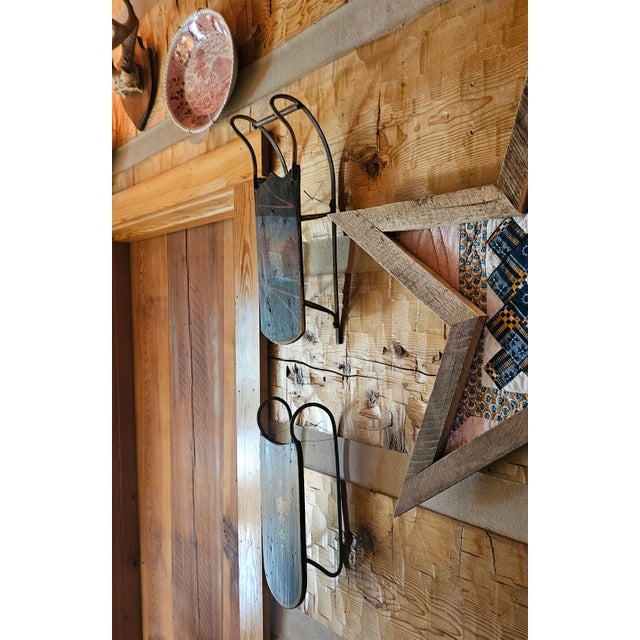 American Antique Hand Painted Salesman Sample Wooden Sled For Sale - Image 3 of 15