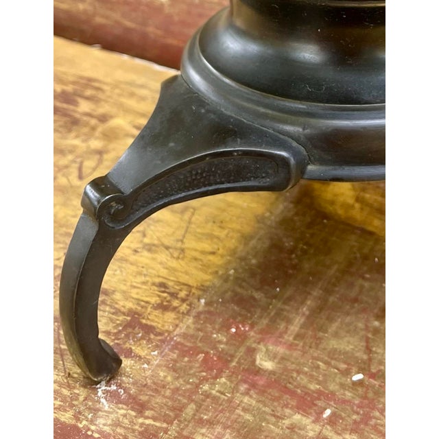 Metal Antique Japanese Bronze Usubata Vase – Meiji Period, Crane and Bamboo Inlay. For Sale - Image 7 of 9
