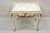 Vintage French Louis XV Style White Painted Marble Top Low Square Coffee Table. Item features white and dark gold paint...