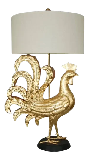 Marbro Italian Metal Rooster Lamp Gold