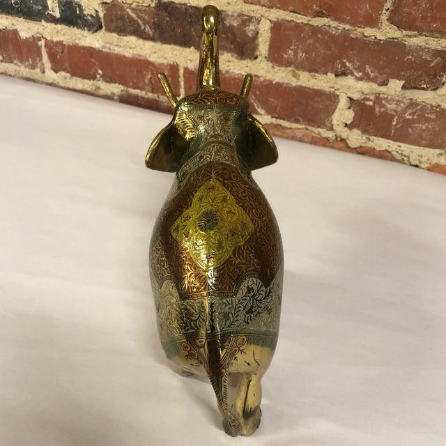 Brass Vintage Brass Elephant Figurine For Sale - Image 8 of 9