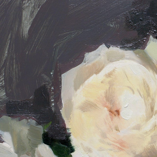 2020s Roses I by Jon Doran | Oil on Panel Cut White Roses Still Life For Sale - Image 5 of 9