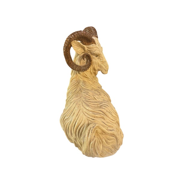 Mid 20th Century Vintage Italian Style Glazed Ceramic Ram Sculpture For Sale - Image 5 of 12