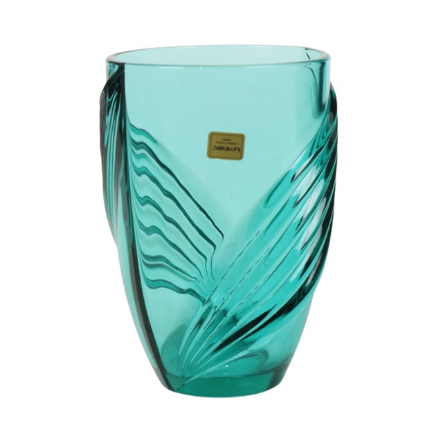 Vintage Turquoise Blue Glass Vase from Luminarc France, 1980s For Sale - Image 6 of 12