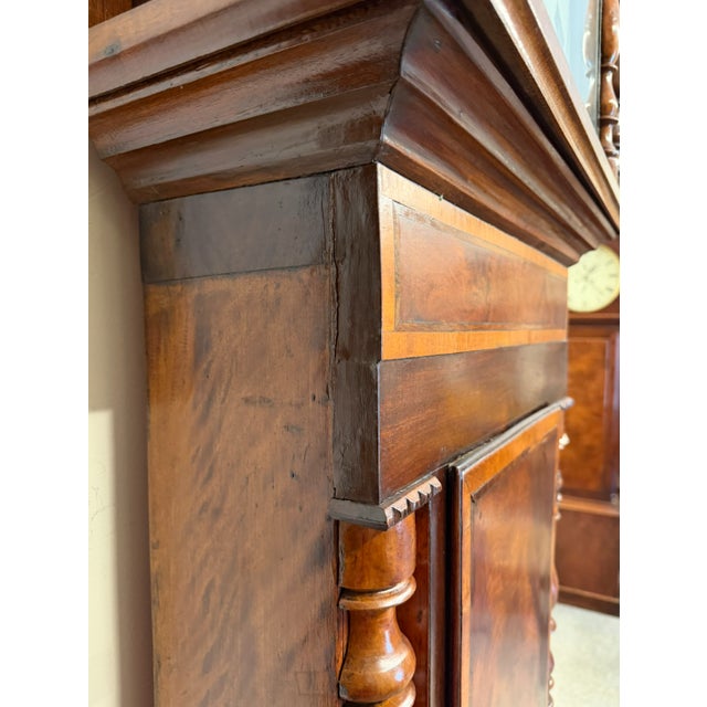 19th Century English Mahogany Inlaid Wide-Body Tall Case Clock With Hand-Painted Dial, Circa 1860–1870 For Sale - Image 12 of 17