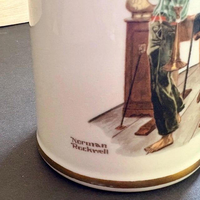 Blue Vintage Norman Rockwell Ceramic Mugs Set of 2 For Sale - Image 8 of 9