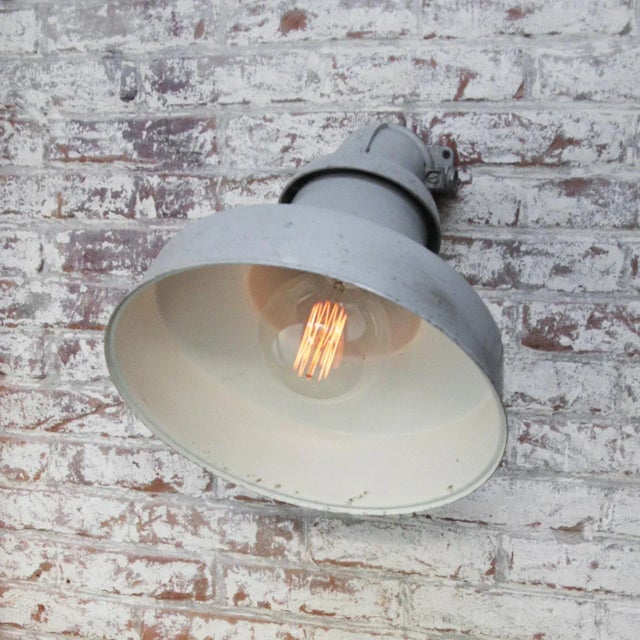 Vintage Dutch Gray Aluminum Wall Light from Industria Rotterdam For Sale - Image 6 of 8