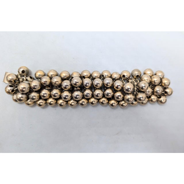 Napier Vintage 1960s Signed Napier Goldtone Machined Balls Charm Bracelet For Sale - Image 4 of 8