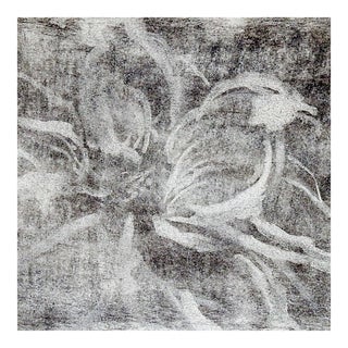 Vintage Late 20th Century Flower Charcoal Drawing For Sale