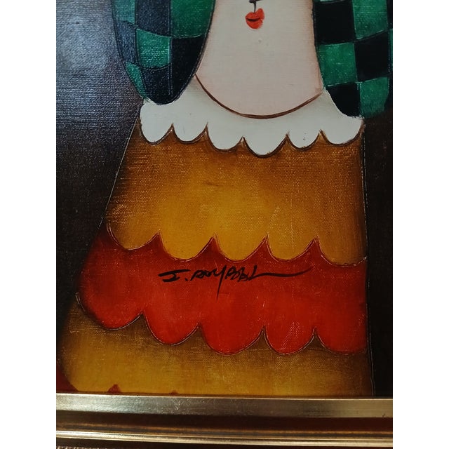 Textile 1990s J. Roybal Large Ornate Gold Framed Painting of Balloons For Sale - Image 7 of 11