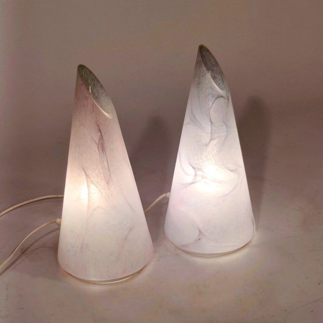 Pink Italian Murano Glass Table Lamps in the style of Vistosi Murano, 1980s, Set of 2 For Sale - Image 8 of 12