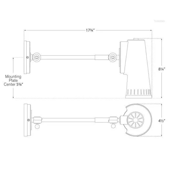 Visual Comfort Thomas O'Brien for Visual Comfort Signature Antonio Adjustable One Arm Wall Lamp in Hand-Rubbed Antique Brass with Matte Black Shade For Sale - Image 4 of 4