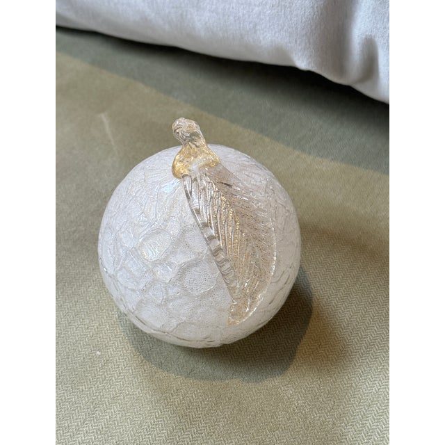 Italian Italian Murano Art Glass Frosted Scavo Apple Sculpture For Sale - Image 3 of 9