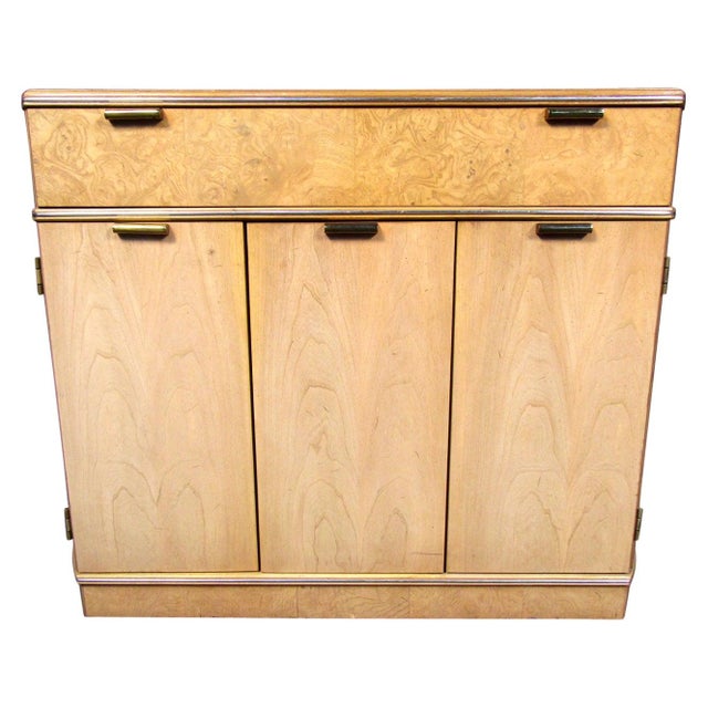 Delightful burl and wood bar server made by American of Martinsville. Lovely server because not only is it great looking...