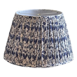 Vintage Blue and White Jacobean Style Floral Pleated Lampshade For Sale
