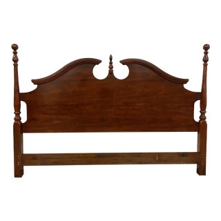 Vintage California King Size Traditional Style Pediment Cannonball Headboard For Sale