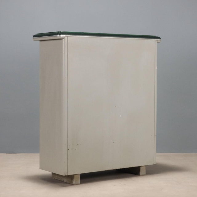 Vintage Bookcase in Enamelled Metal and Glass, 1960s For Sale - Image 9 of 10