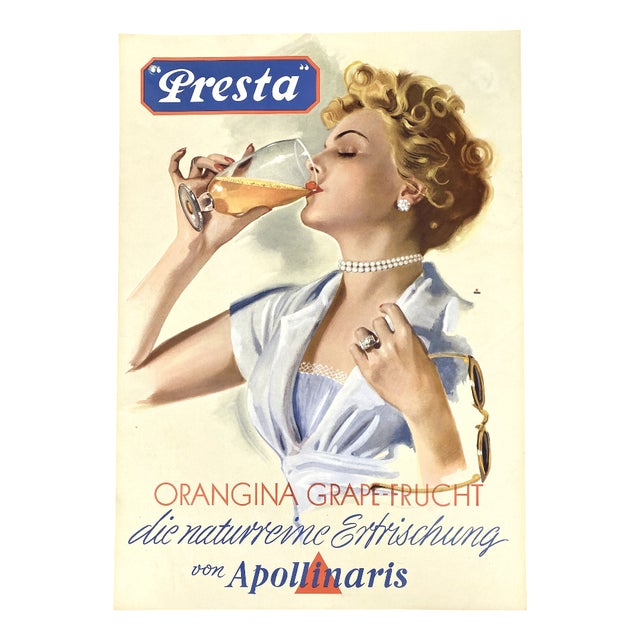 Apollinaris Advertising Poster from Presta, 1950s For Sale