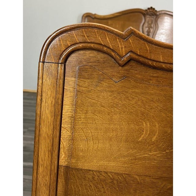 Vintage French Louis XVI Style Oak King Size Bed Frame with Carved Headboard For Sale - Image 6 of 14