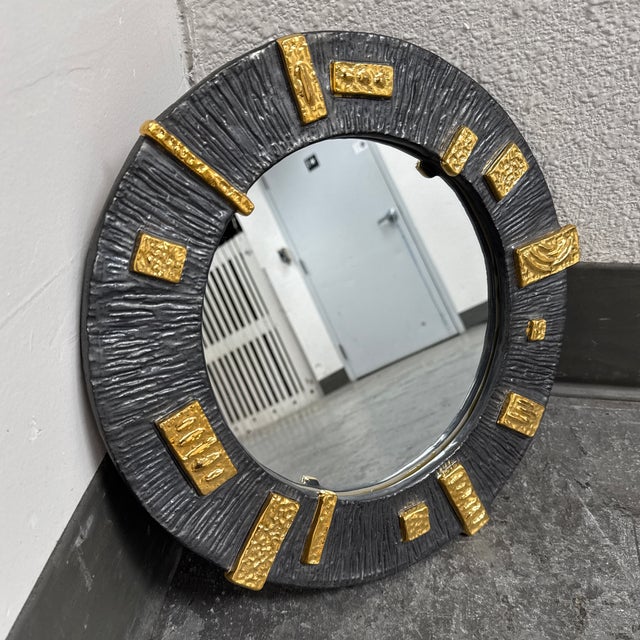 Jonathan Adler Jonathan Adler Relief Round Ceramic Mirror For Sale - Image 4 of 12